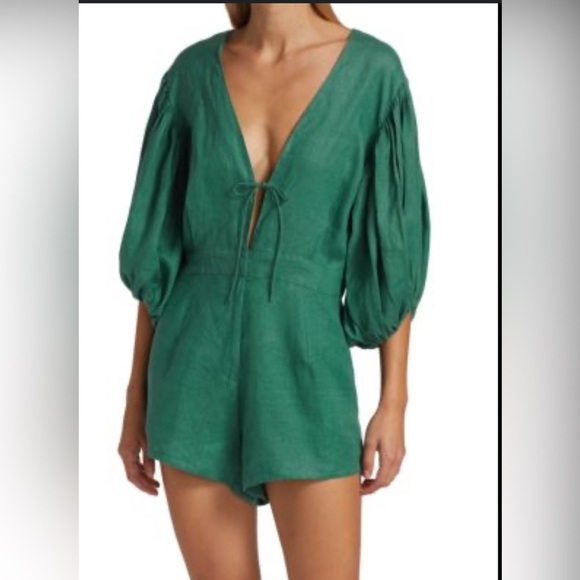 SWF Linen Puff-Sleeve Romper 
Size L - Picture 1 of 9